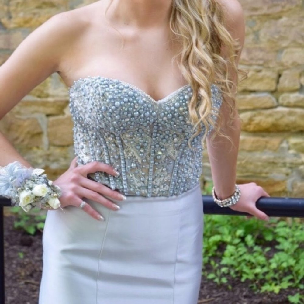Clarisse 811246 Silver/ Nude Prom Dress main image 1